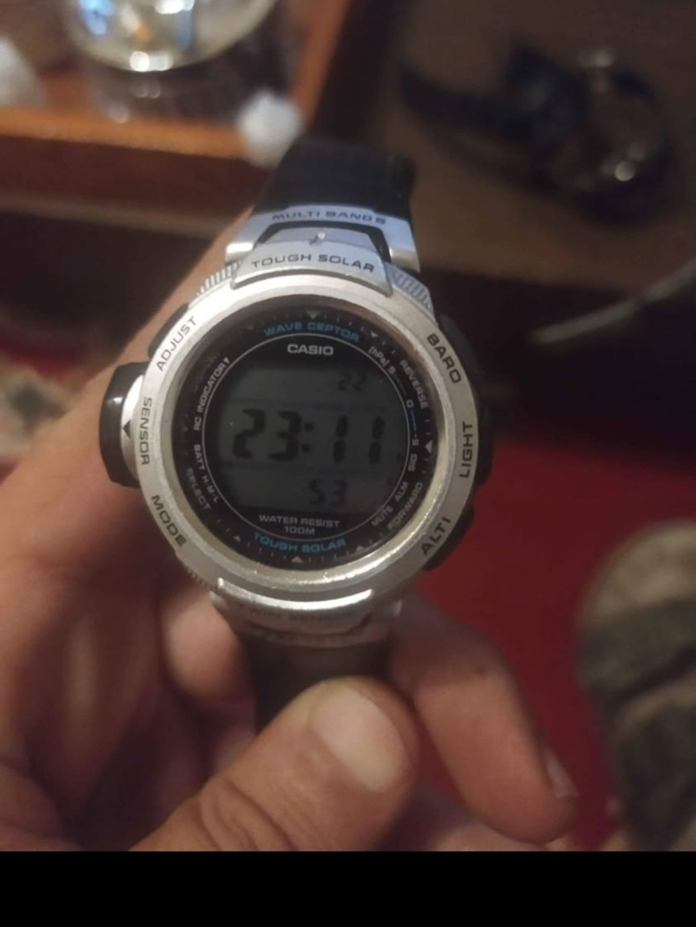Casio Tough Solar Digital Sports Watch - Silver with Black Band
